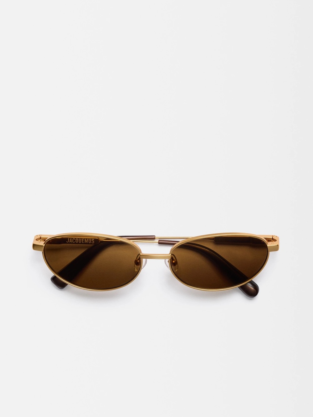 Jacquemus Alba Oval Matte Gold Metal Sunglasses